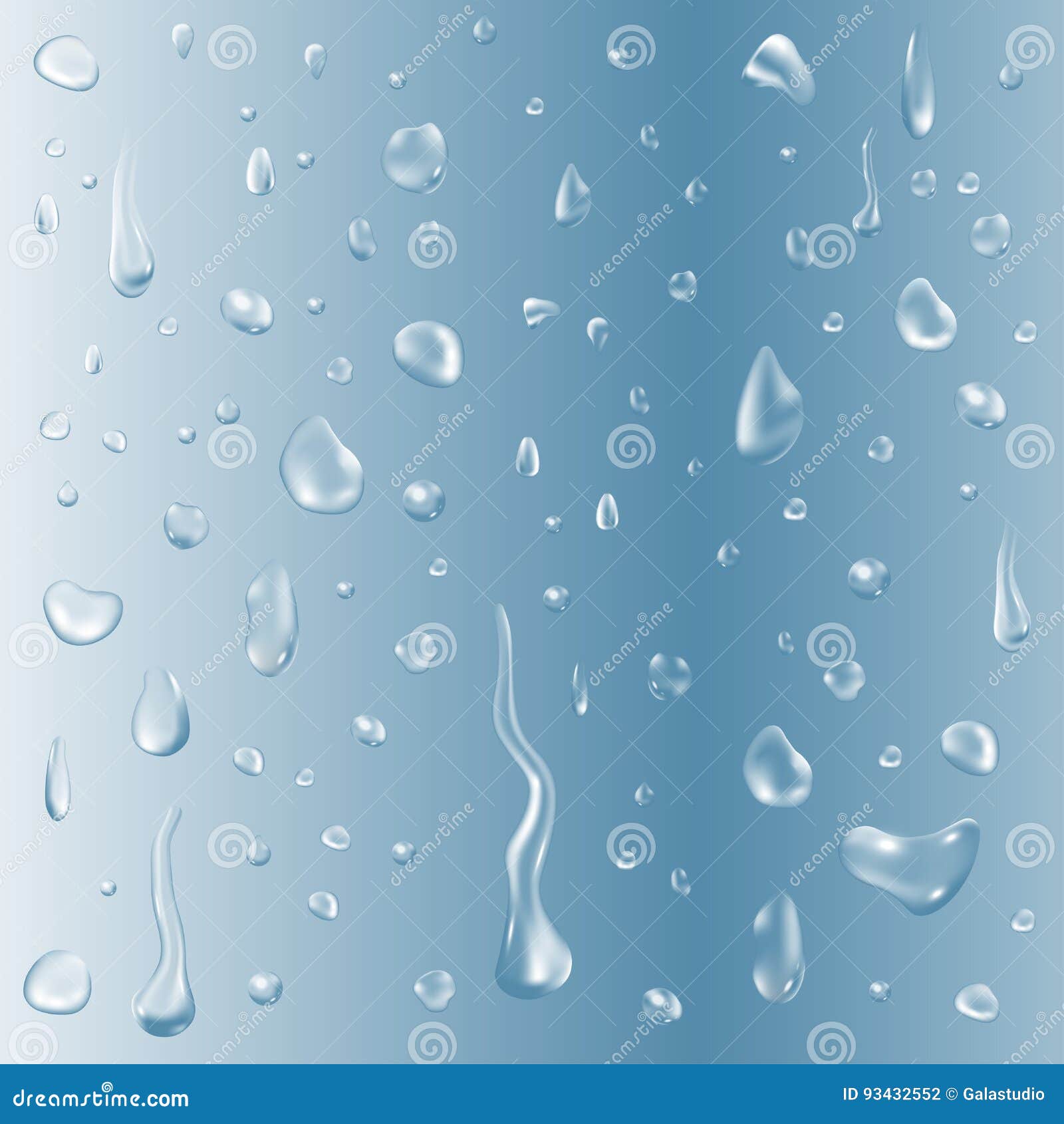 Pure Clear Water Drops. Set of Realistic Image Template Stock