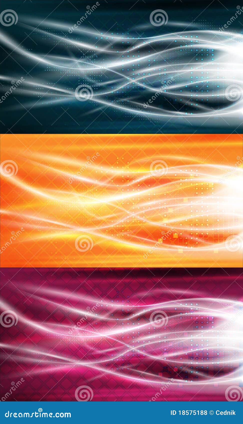 Pure Energy Flows Background Set Stock Vector Illustration of color