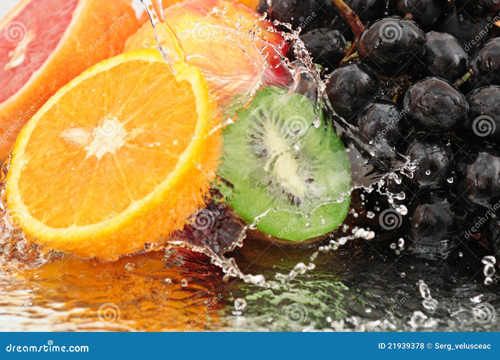 Pure Fruit in a Spray of Water Stock Photo Image of drip, group 21939378