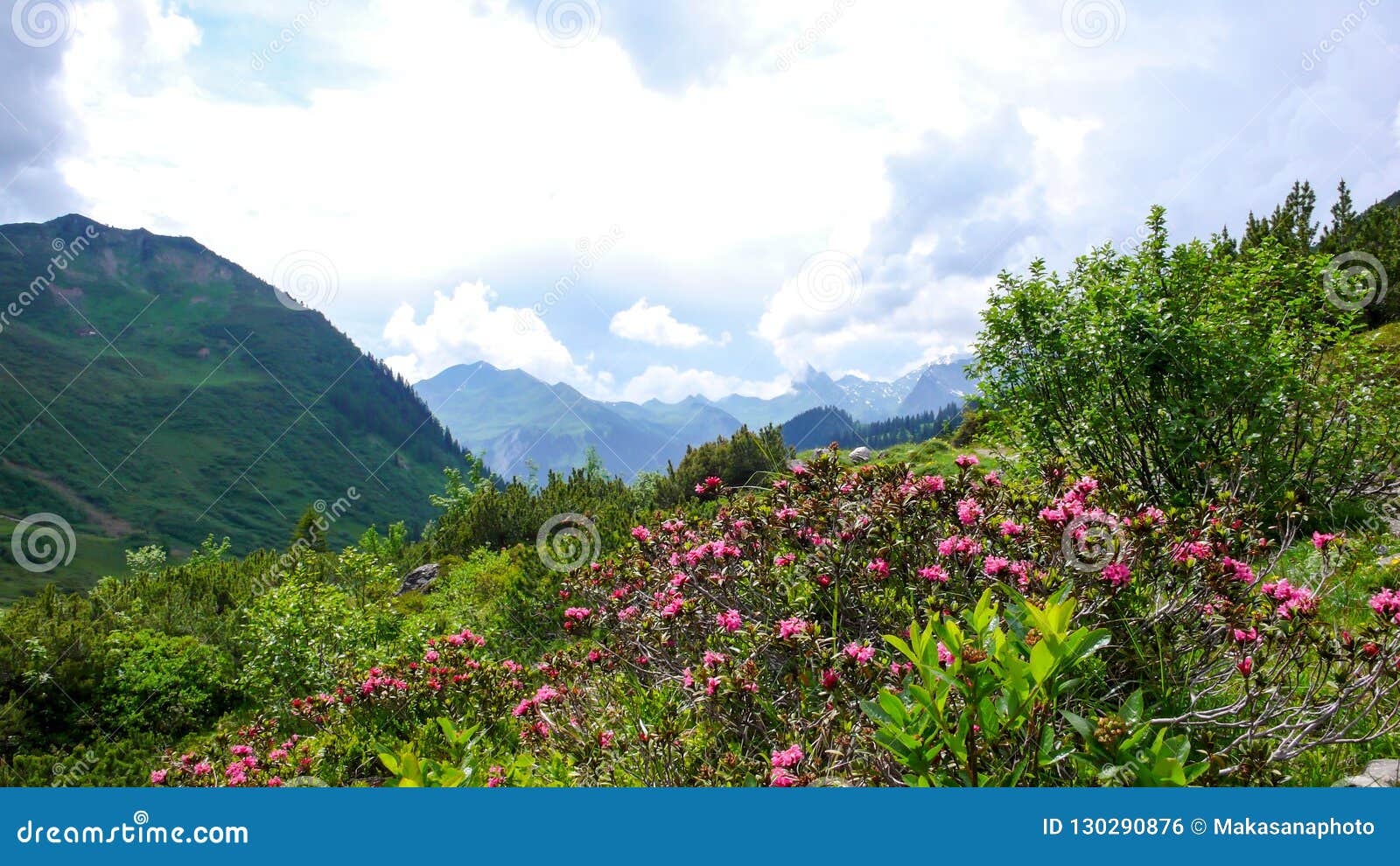 Idyllic Mountain Landscape In The Springtime With A Great View Of The