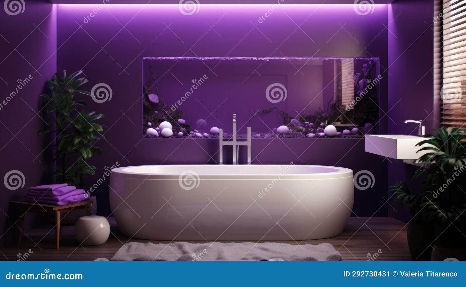 Purple Bathroom, Rich Lavender Color. Stock Image Image of flat