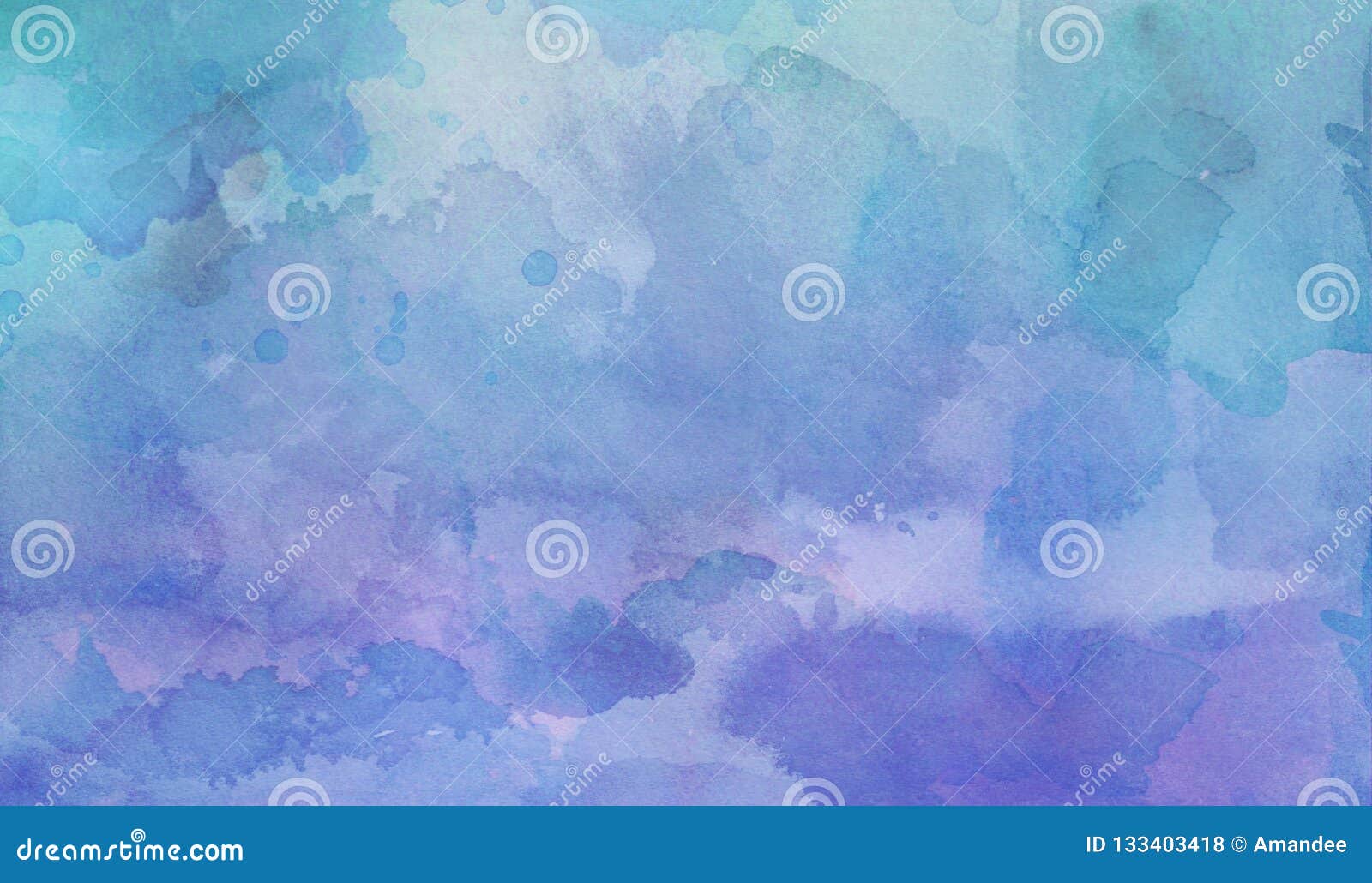 purple and blue green watercolor wash background with fringe bleed and bloom blotches in grainy watercolor paint on paper texture
