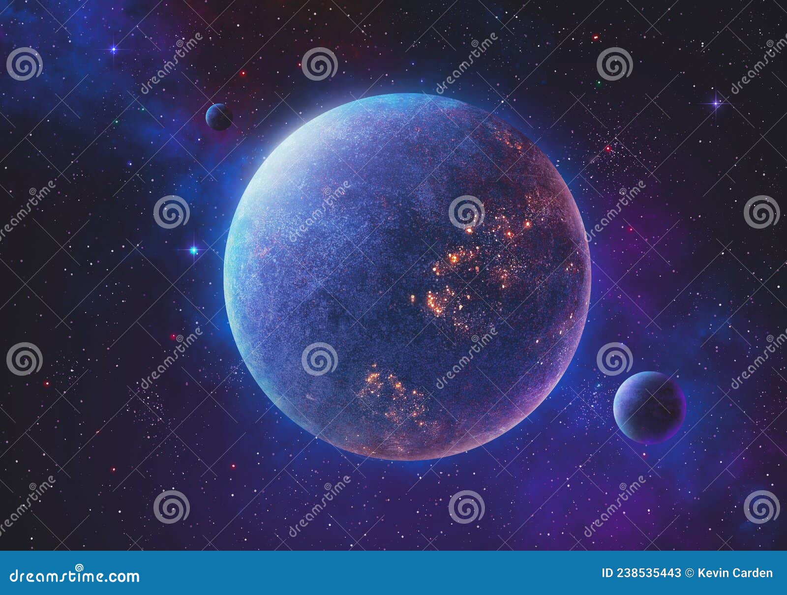 purple and blue planet