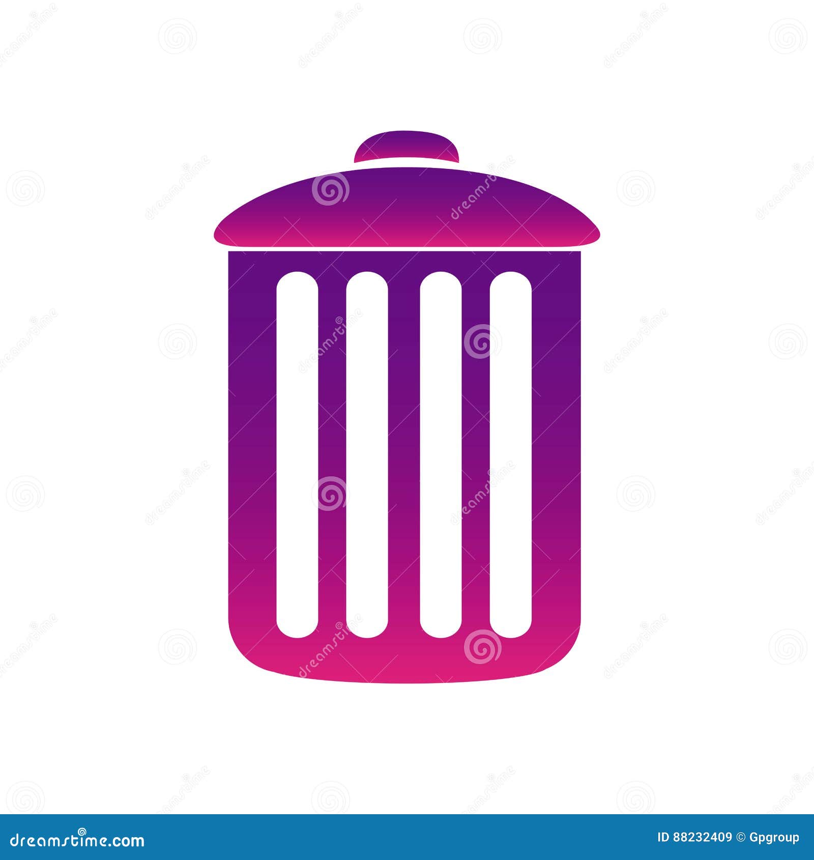 Purple can trash icon stock illustration. Illustration of concept
