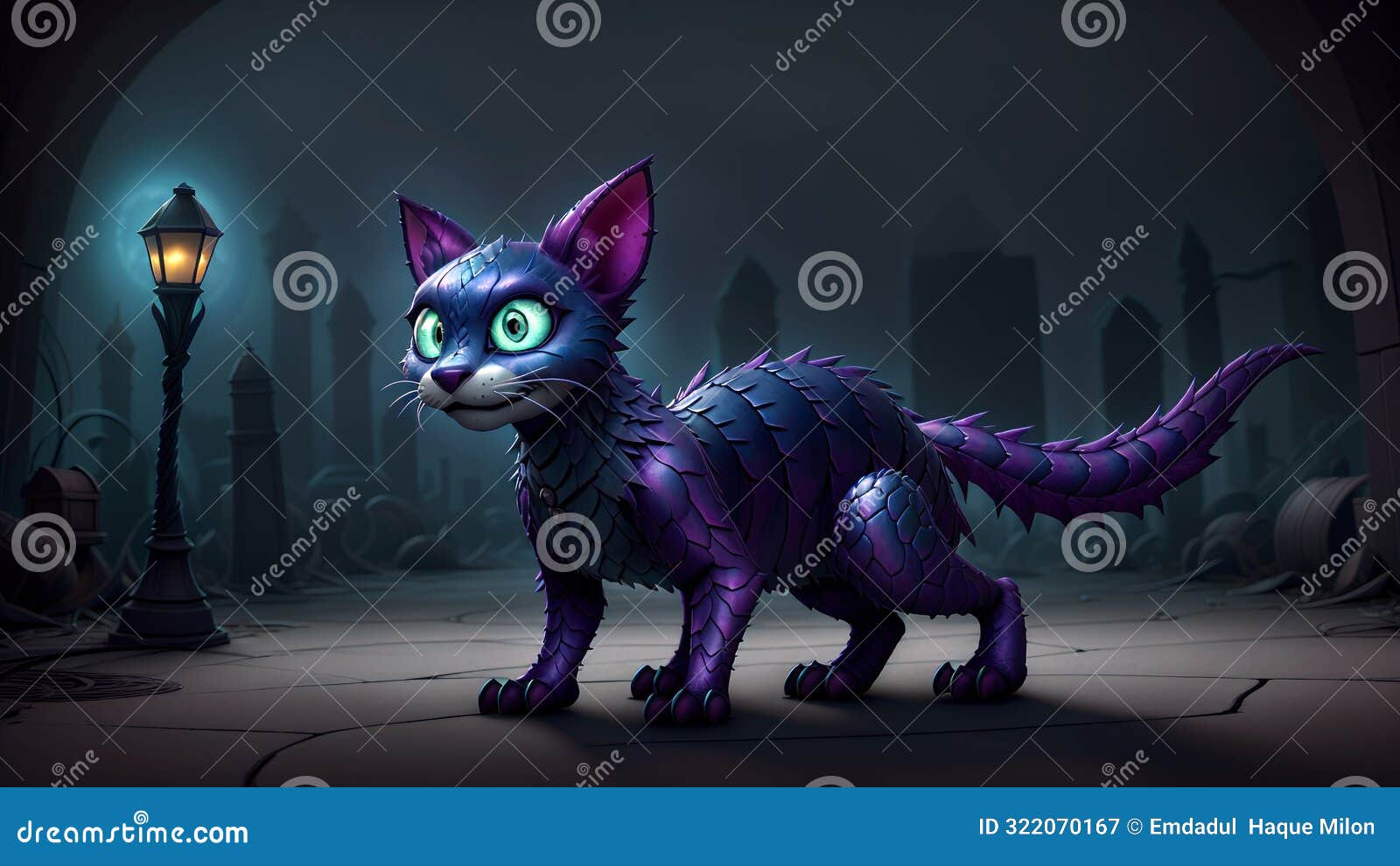 a purple cat with green eyes and a purple cat with green eyes, ai generated