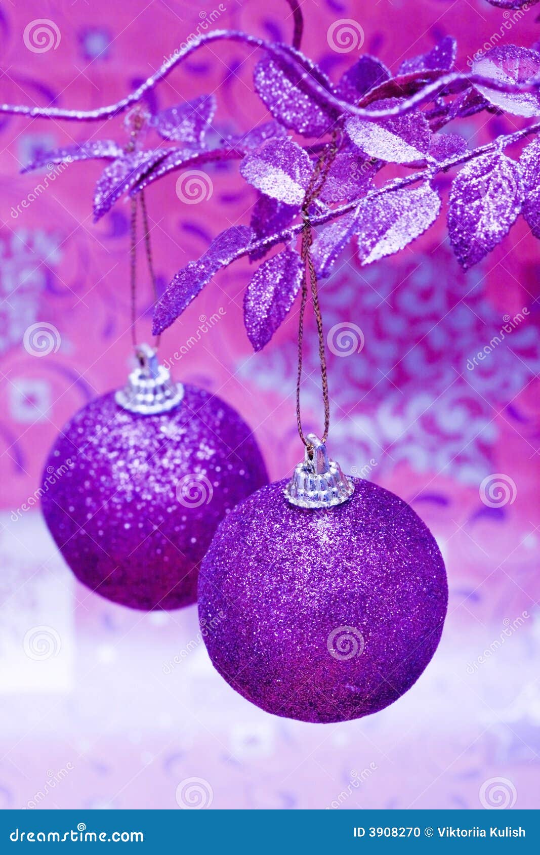Purple Christmas balls stock photo. Image of round, happy 3908270