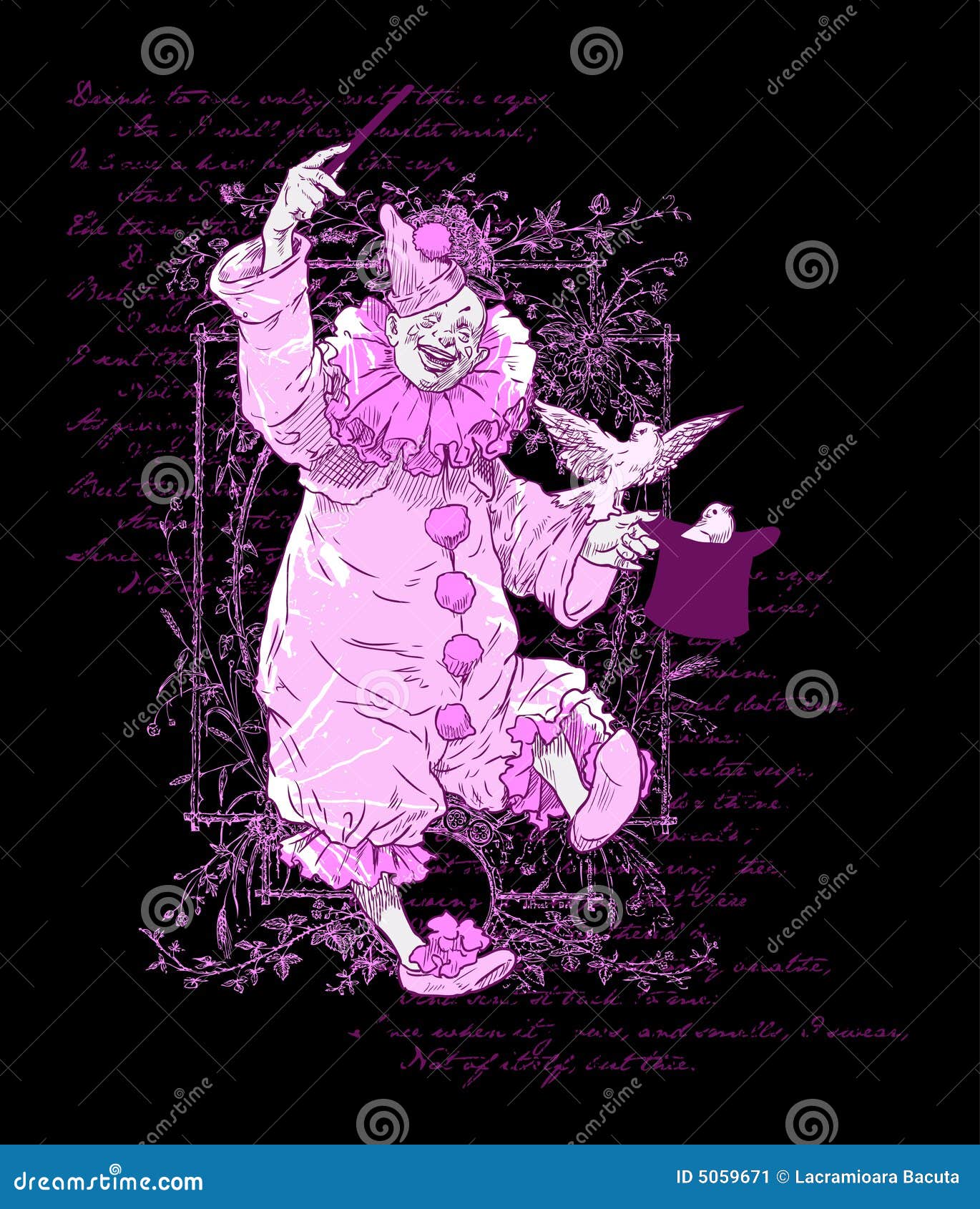 Purple clown design stock vector. Illustration of carnival 5059671