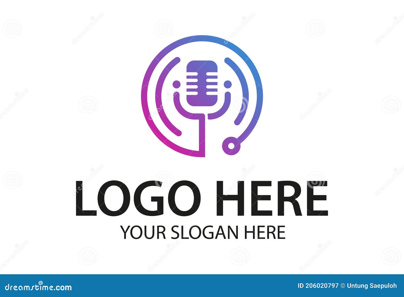 Purple Color Mic Podcast Line Art Logo Design Stock Vector ...