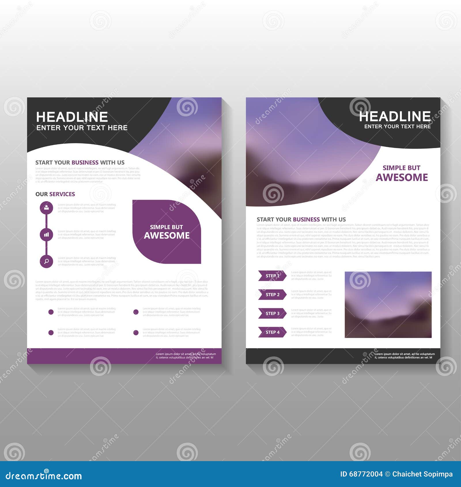 purple curve  leaflet brochure flyer business proposal template , book cover layout , abstract purple template