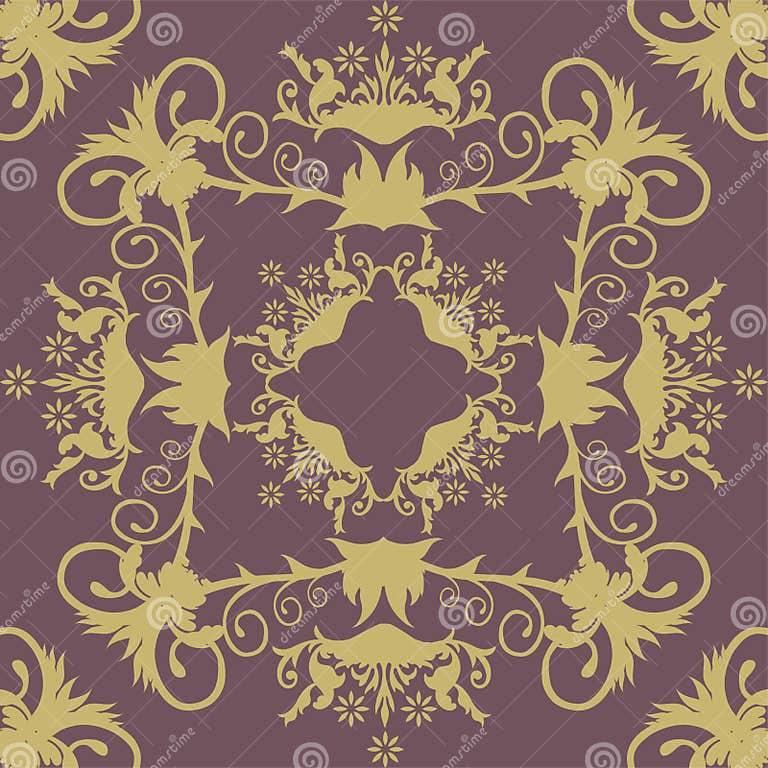Purple damask wallpaper. stock vector. Illustration of seamless 9888393
