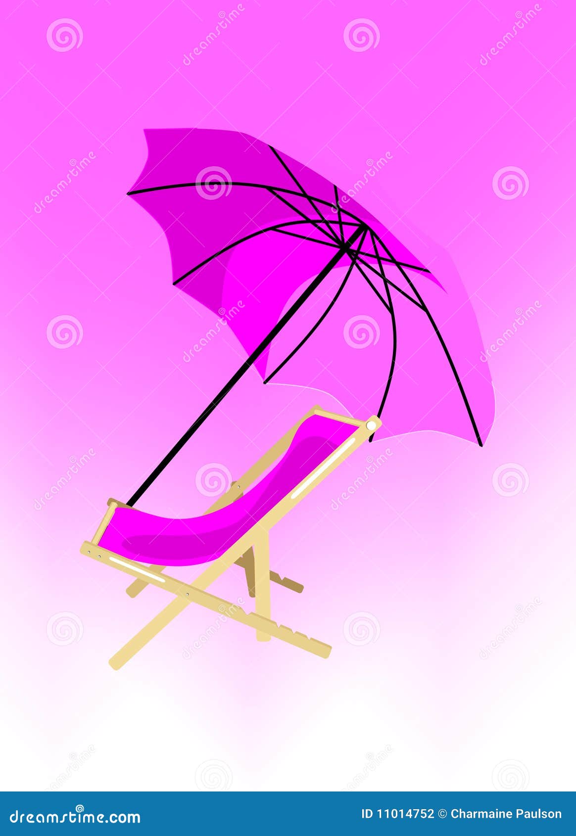Purple Deck Chair and Parasol Stock Illustration Illustration of