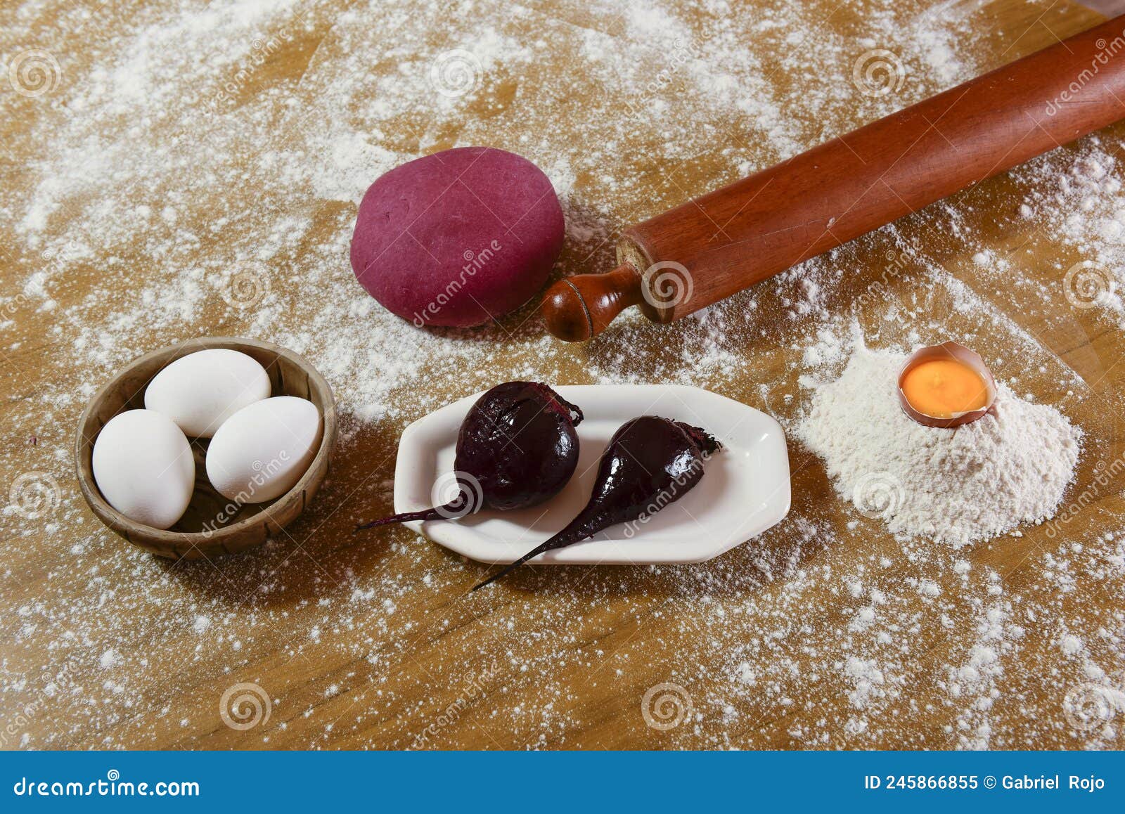 Purple Dough Bun for Noodles with Ingredients Stock Image Image of