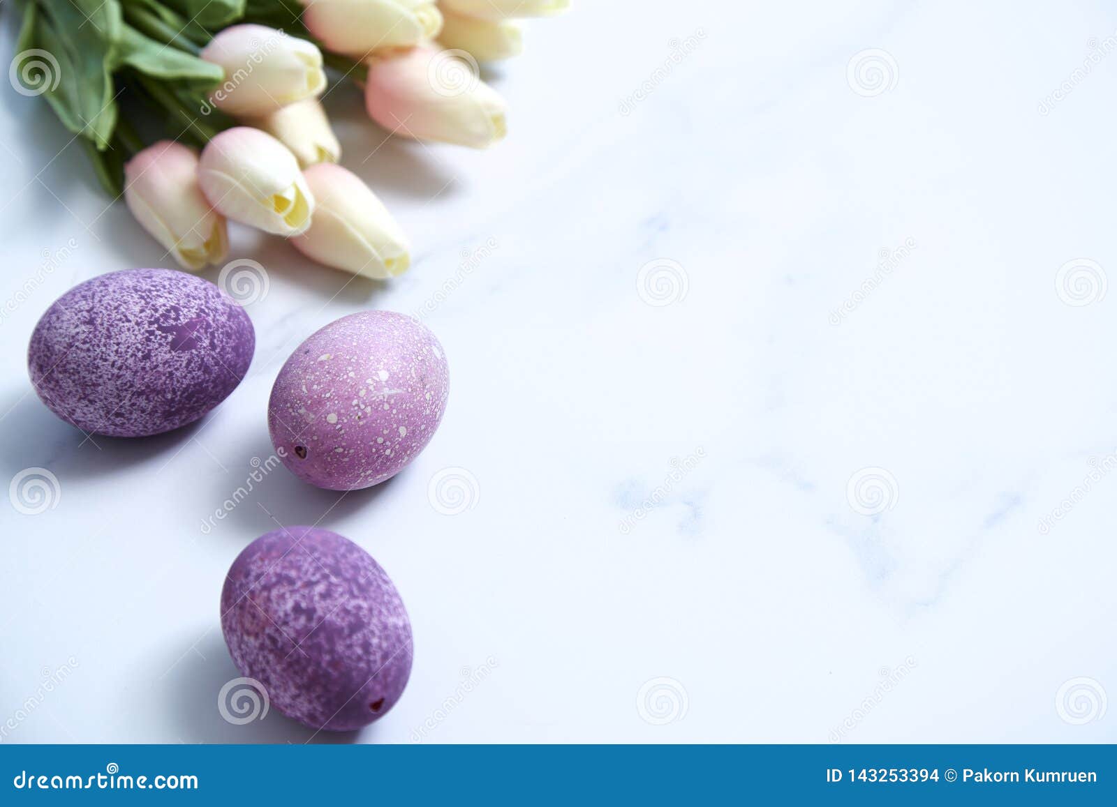 Purple Easter Egg with Tulip Bouquet Stock Photo - Image of food, leaf ...