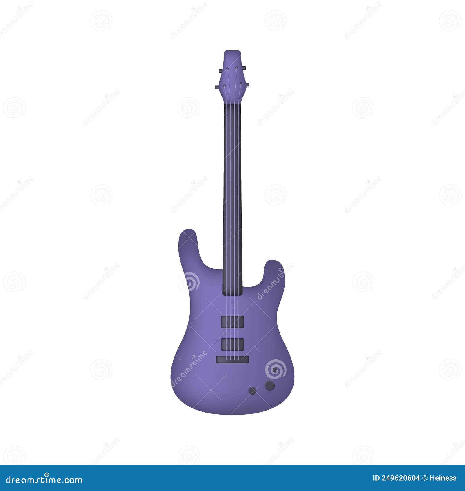 Purple Electric 3d Guitar Isolated on White Background Stock Vector