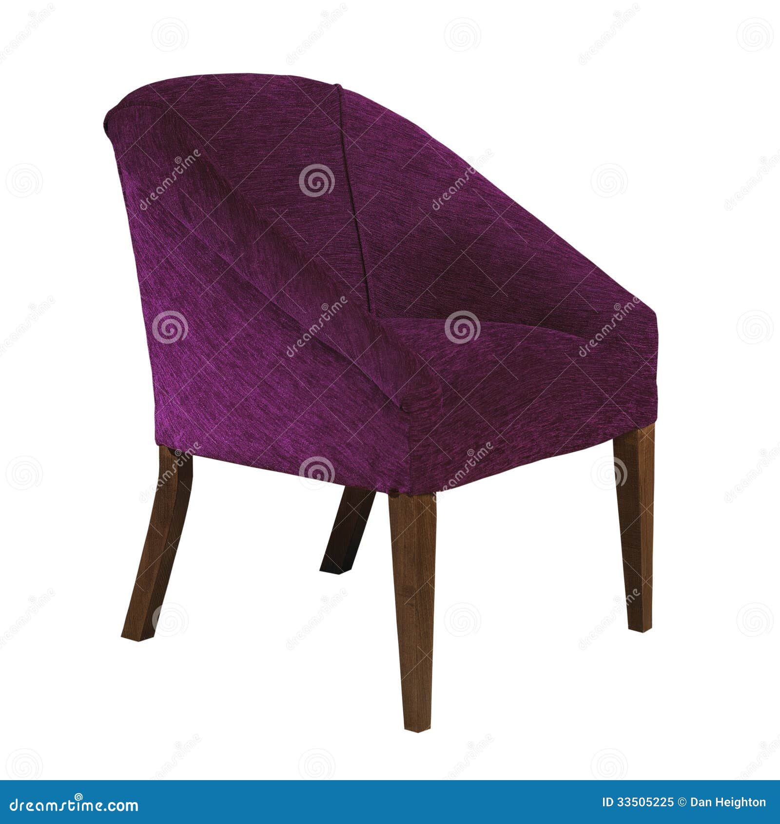 purple fabric arm chair  on white background