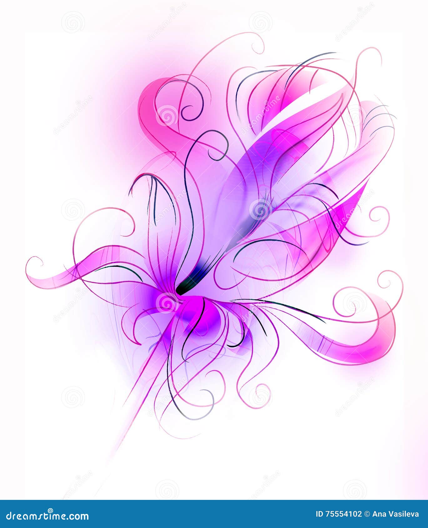 Purple Flower Over White Background Stock Illustration - Illustration