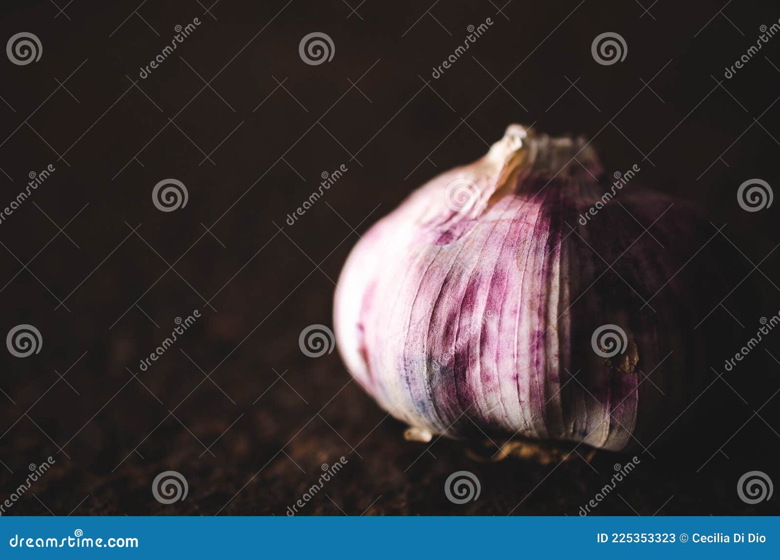 Purple garlic bulb. stock image. Image of spices, isolated 225353323