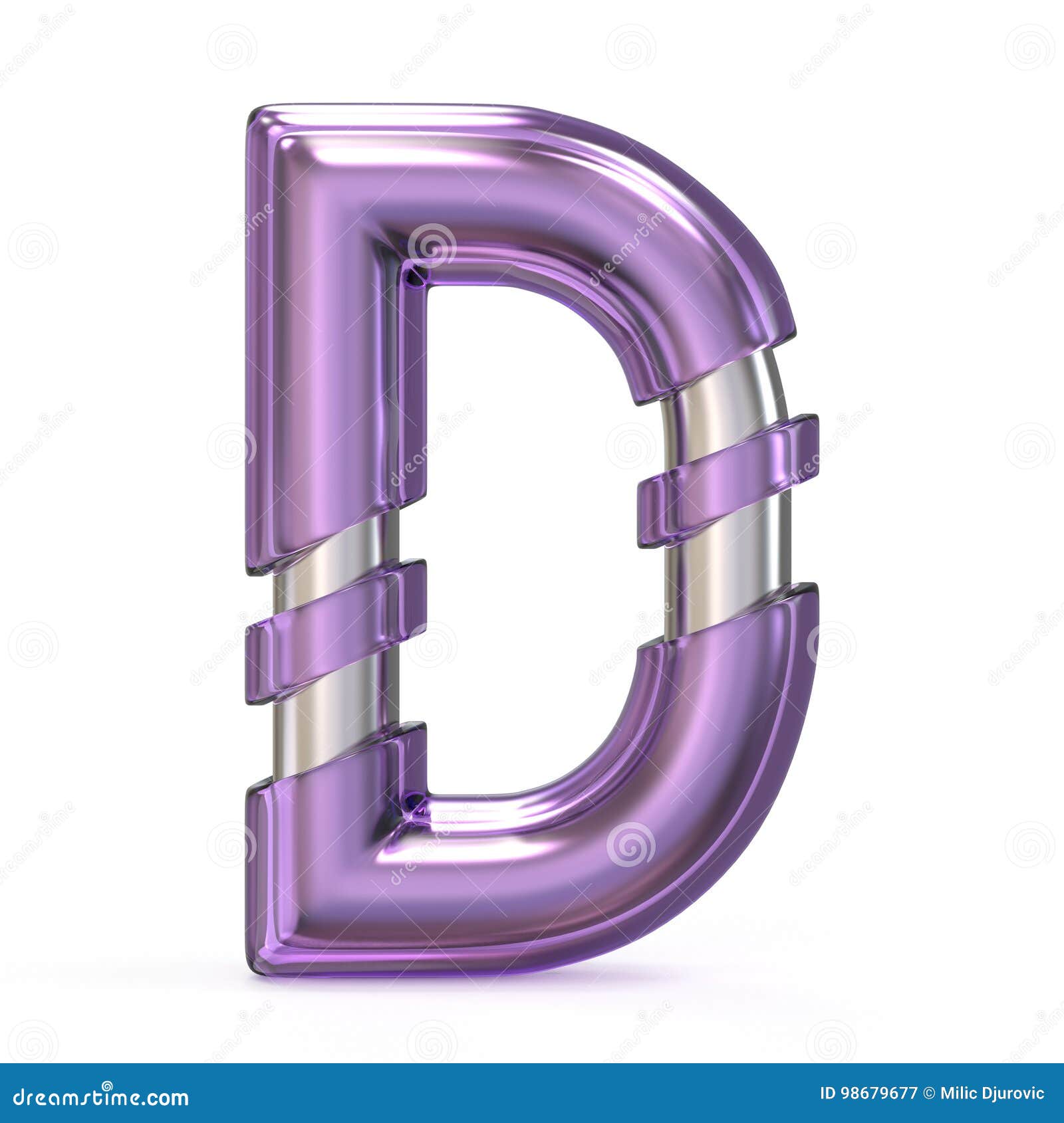 Purple Gem with Metal Core Font LETTER D 3D Stock Illustration ...