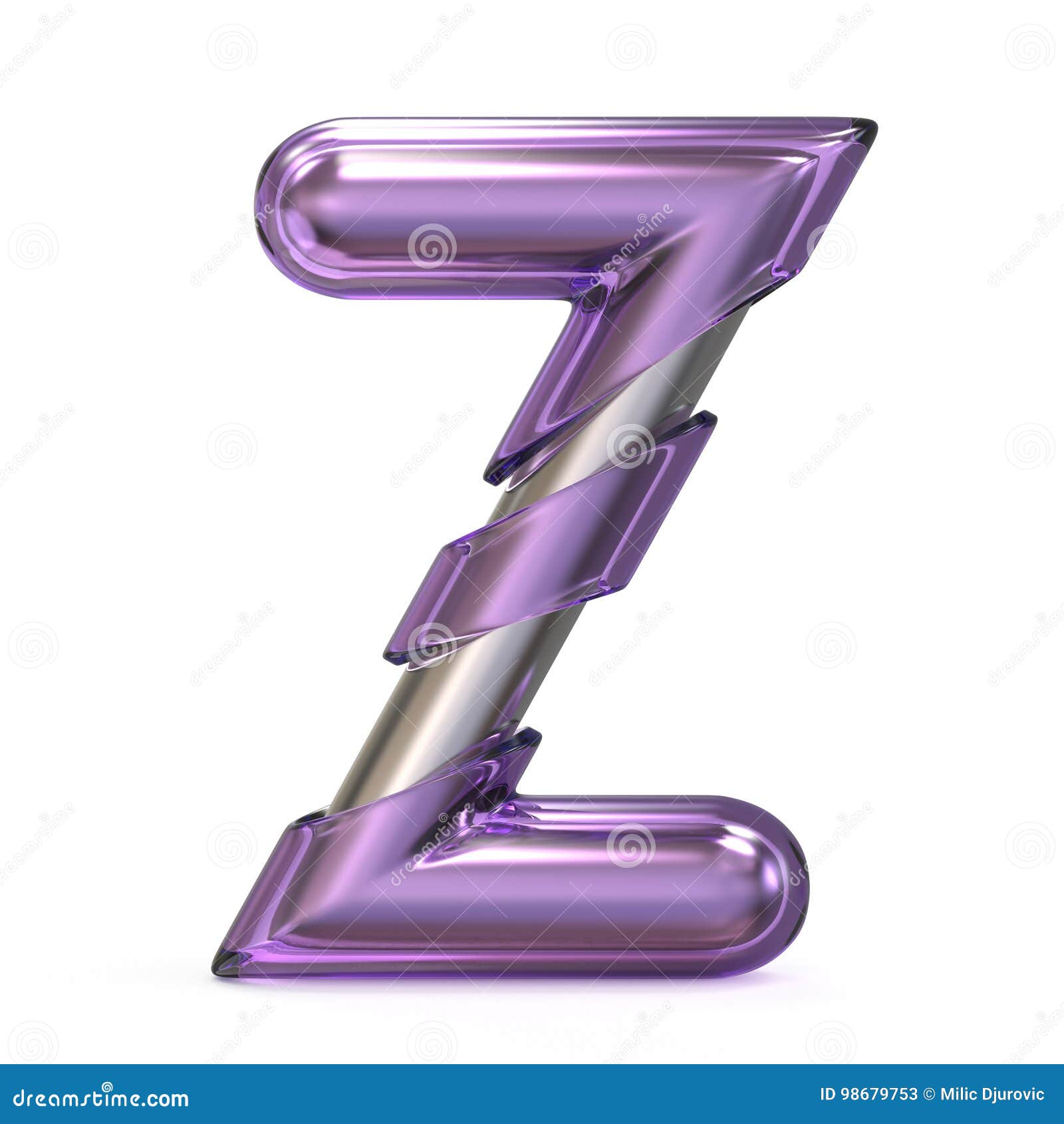 Purple Gem with Metal Core Font LETTER Z 3D Stock Illustration ...