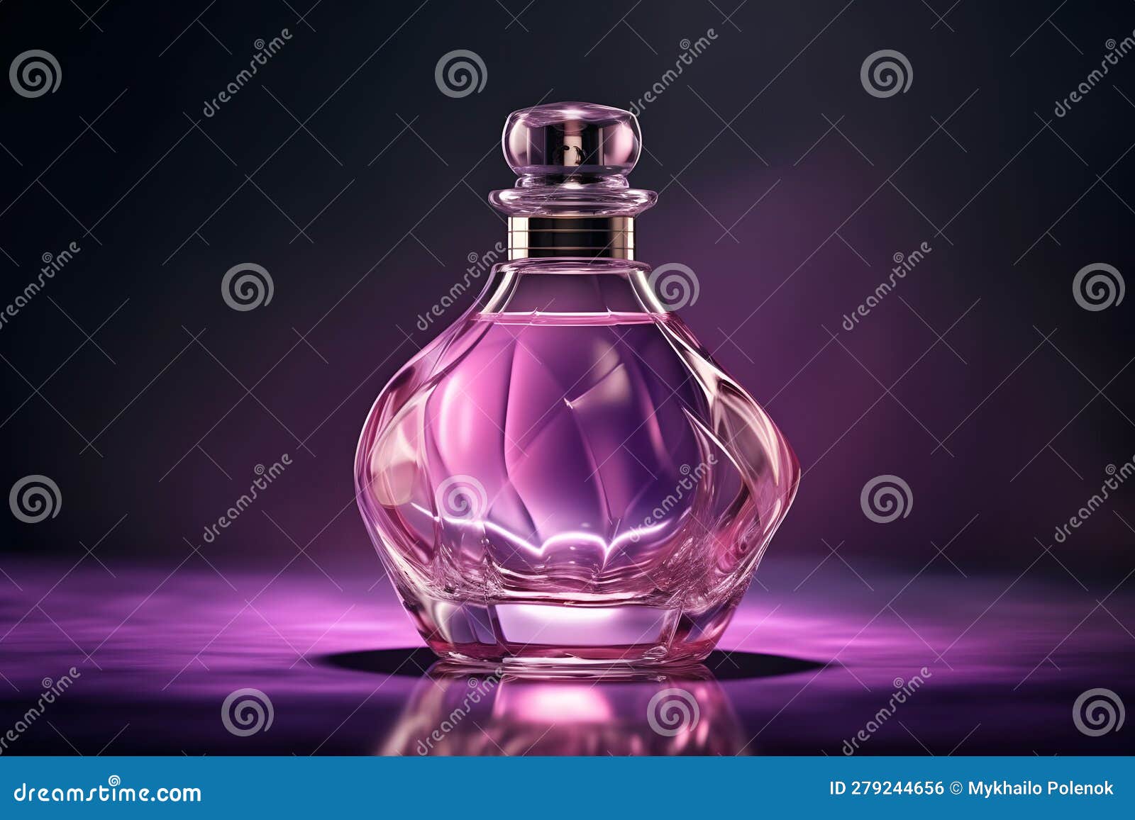 Purple Glass Perfume Bottle Mockup. Neural Network AI Generated Stock