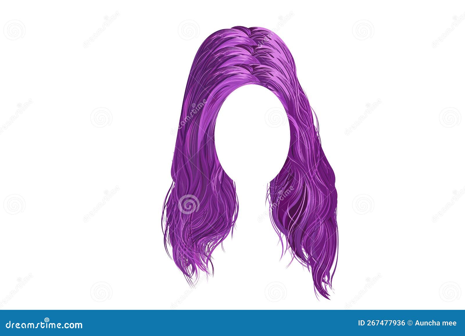 Purple Hair Style on White Background Stock Photo Image of head