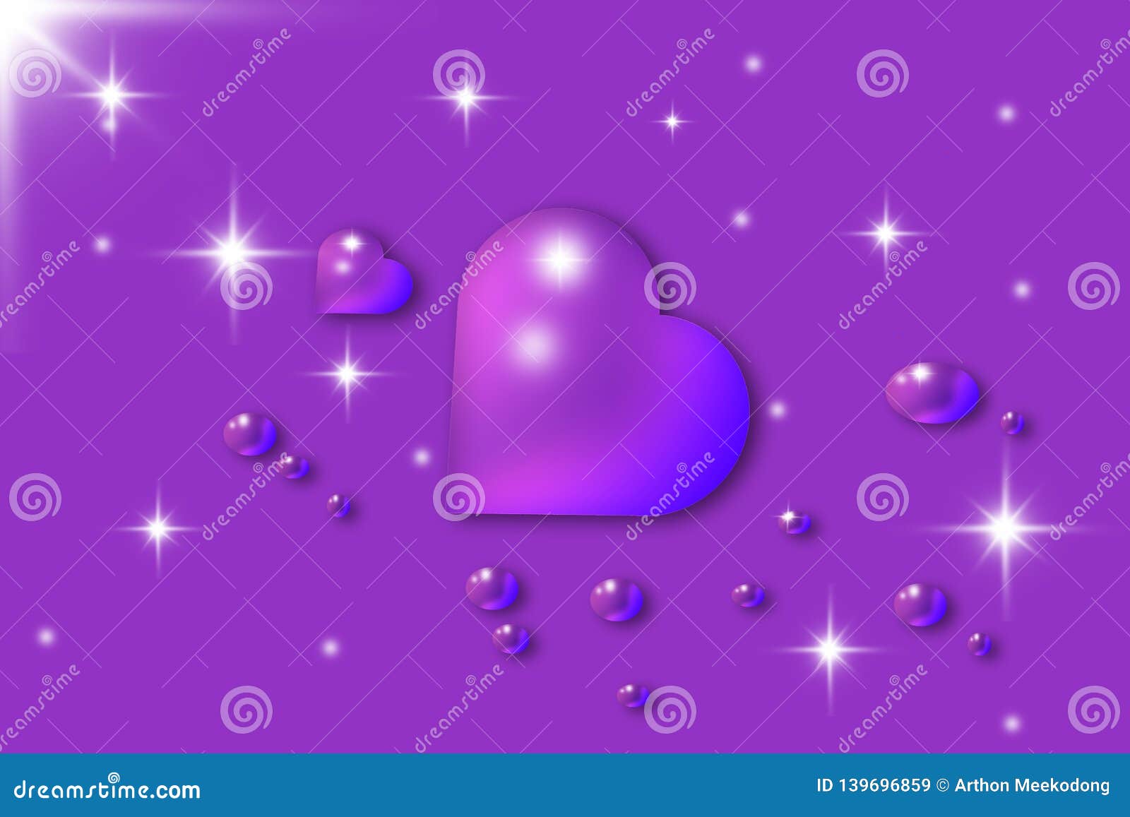 Purple Heart Shape, Water Droplets on a Beautiful Purple Background Stock  Illustration - Illustration of backgrounds, background: 139696859