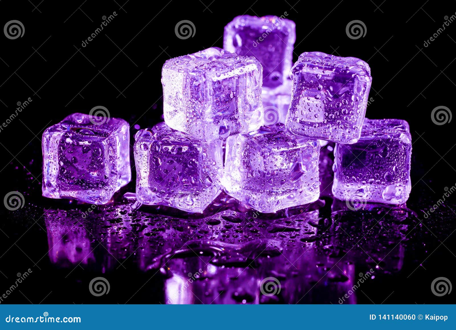 Purple Ice Cubes on a Black Table Stock Photo Image of frost, glass