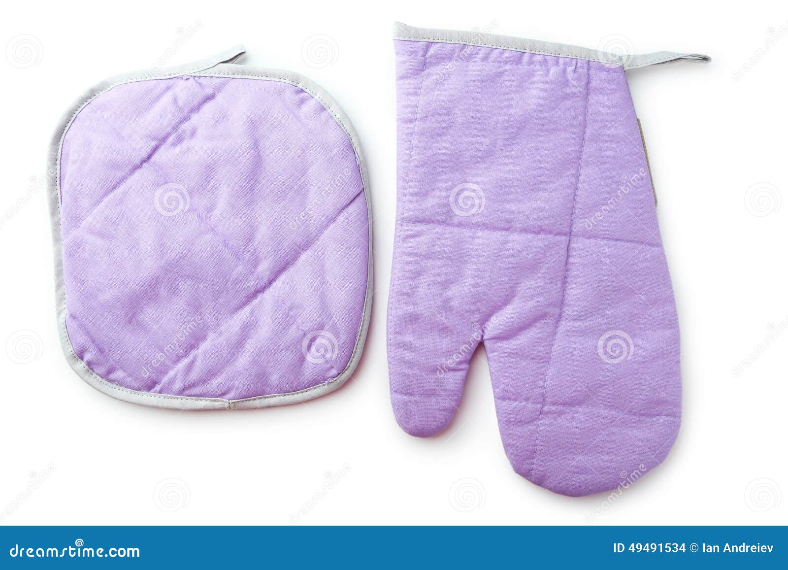 Purple Kitchen Glove and Potholder Isolated on a White Stock Photo