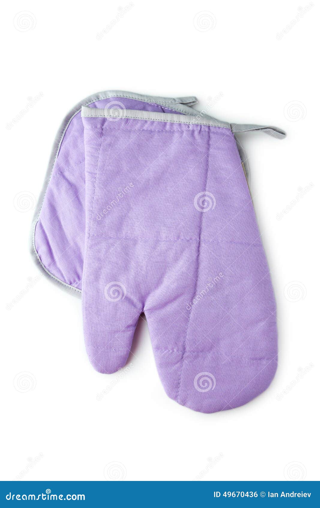 Purple Kitchen Glove and Potholder Isolated on a White Stock Photo