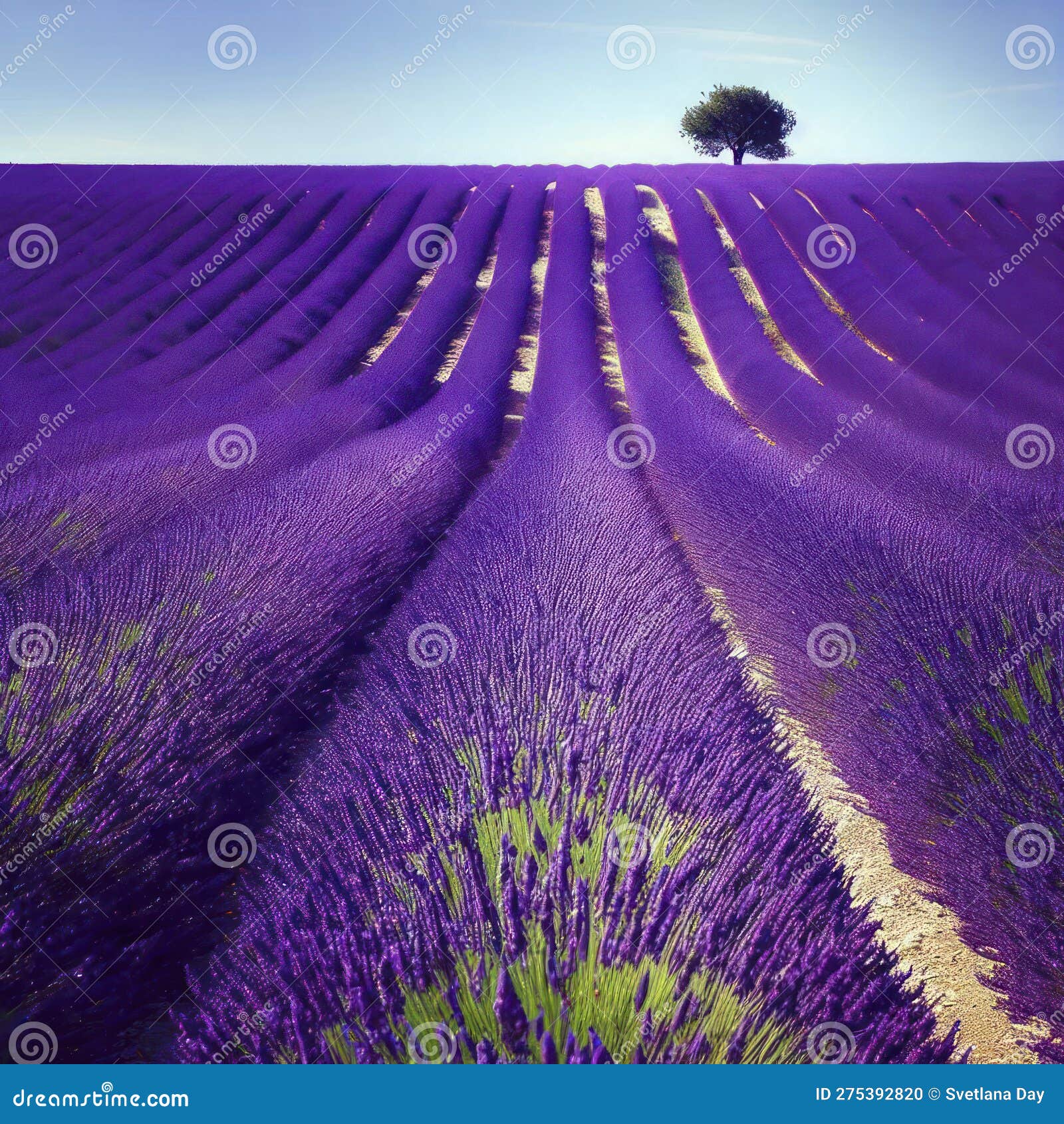 Purple Lavender Fields in Colorful Bloom, Generative Ai Stock Photo
