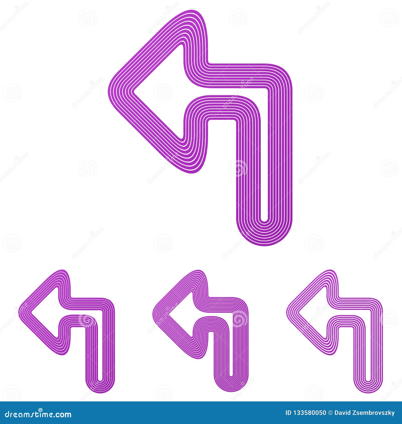 Purple Line Turn Left Logo Design Set Stock Vector Illustration of