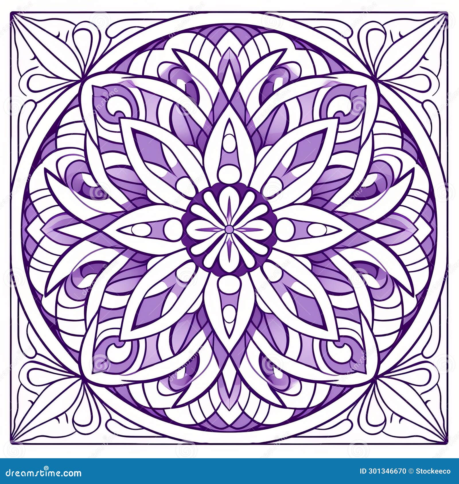 purple mandala coloring page with biblical motifs and stained glass effects