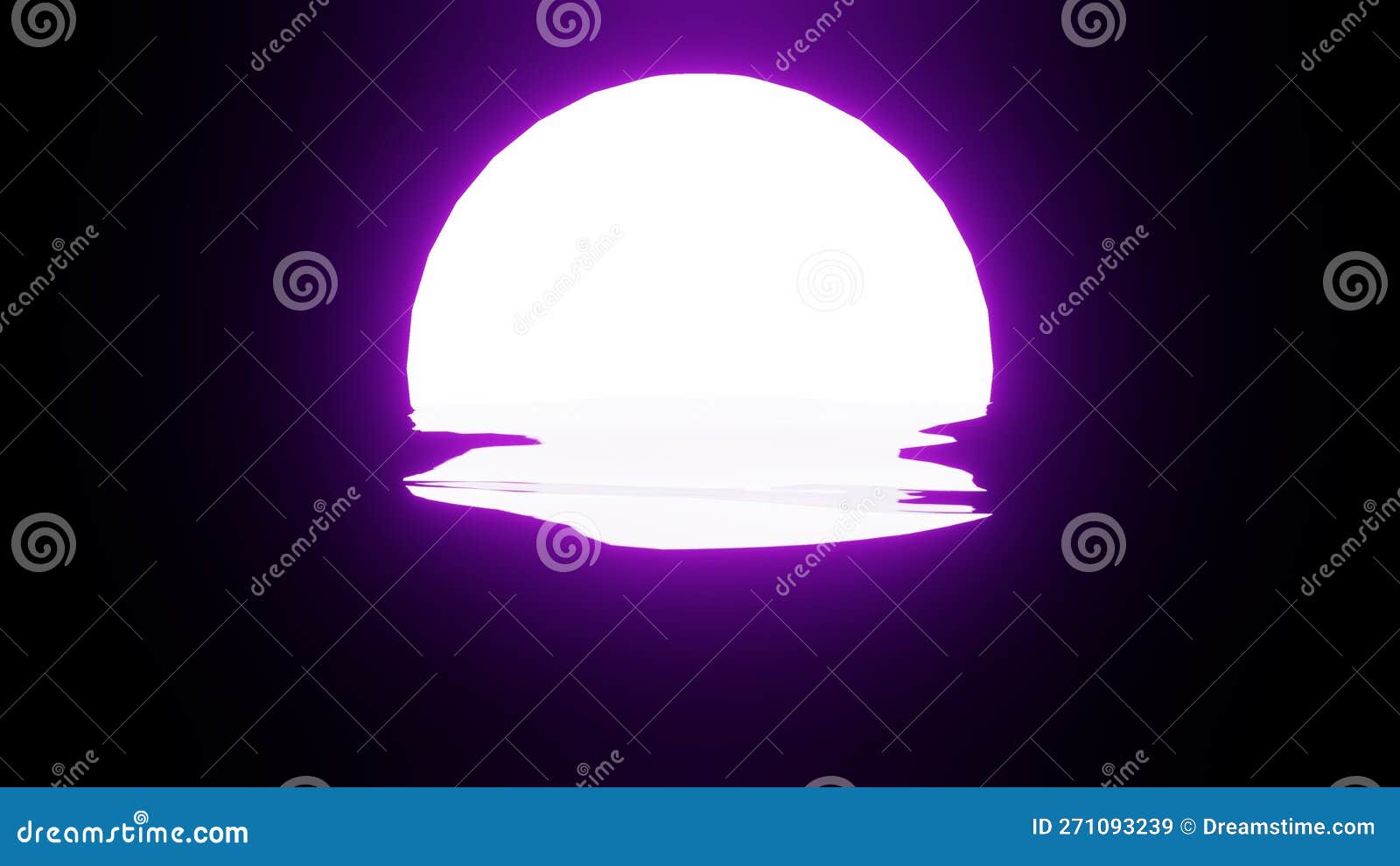 Purple Moon Reflection in Water or the Ocean on Black Background Stock