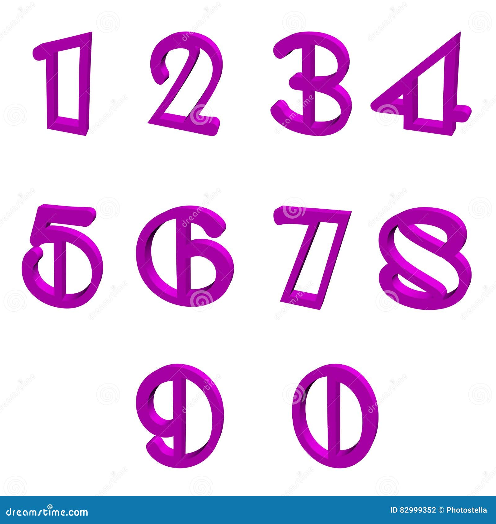 Purple Numbers D Illustration Stock Illustration Illustration Of