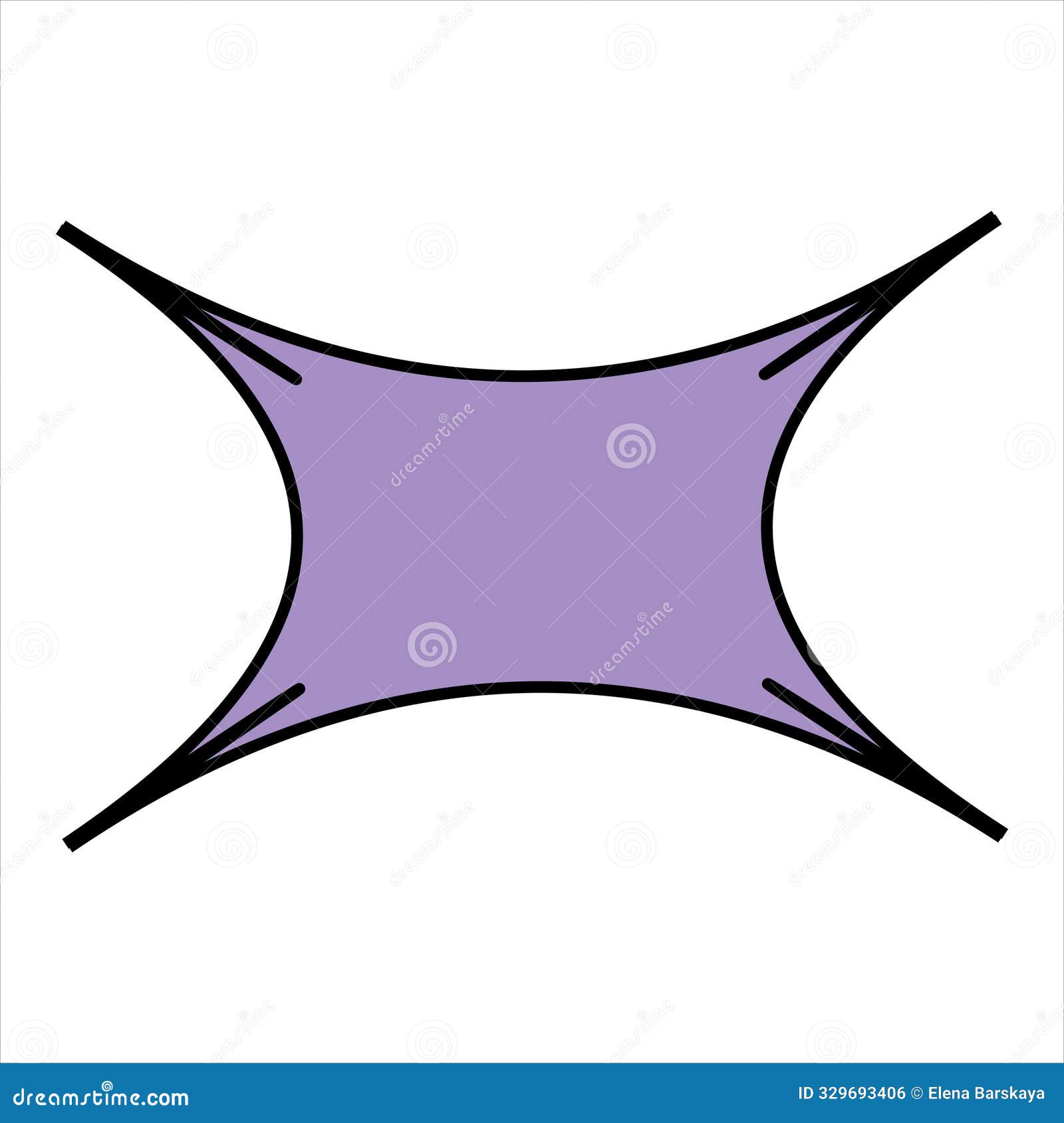 a purple object with a bold black outline on a white background