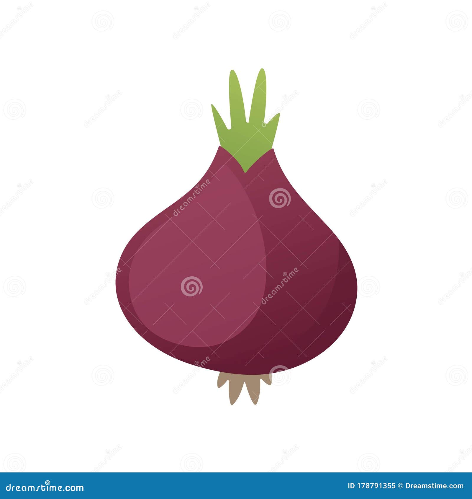 Purple Onion on White Background. Vector Illustration in Trendy Flat