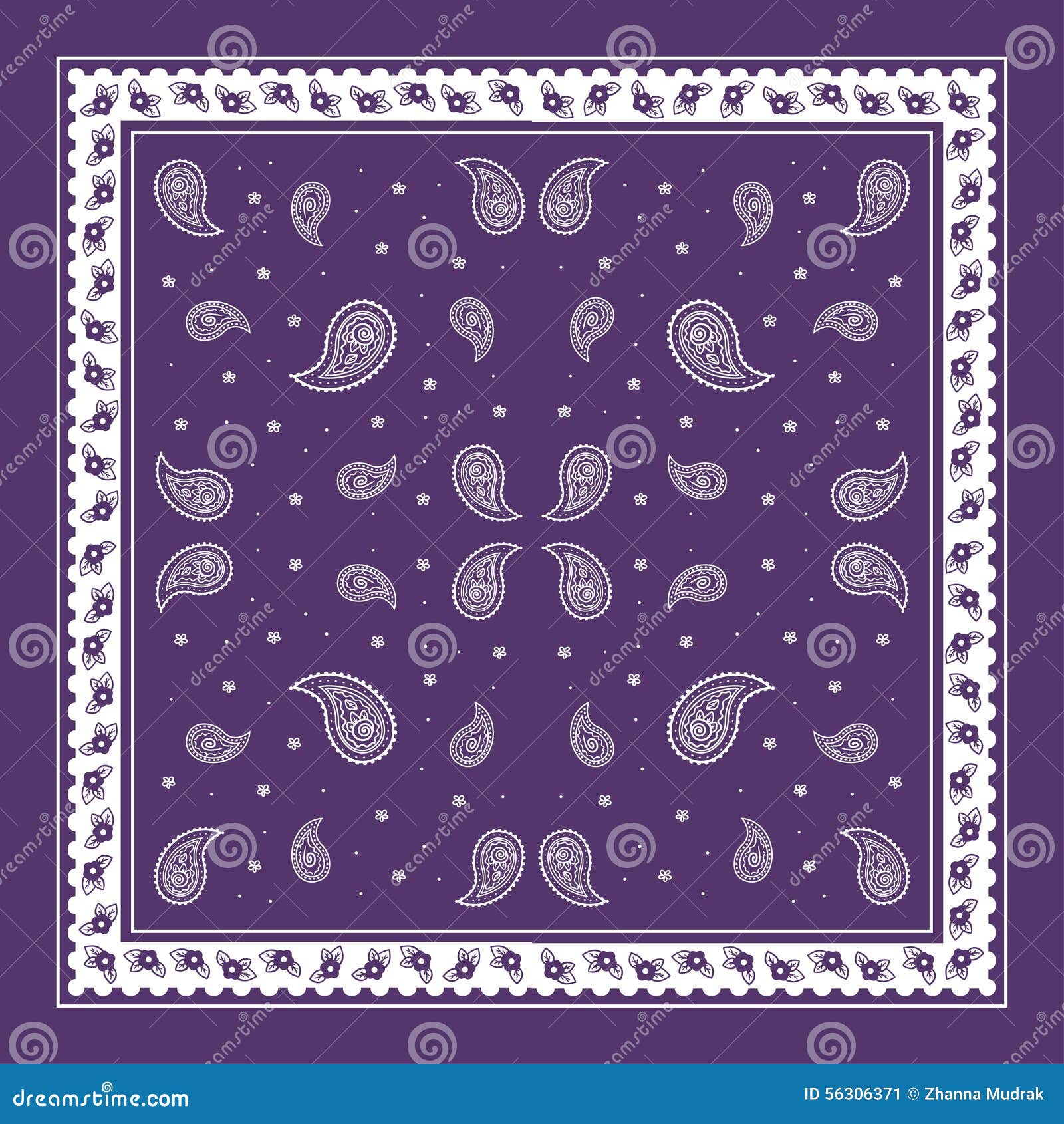Purple Paisley Bandana Simple Pattern Stock Vector  Illustration of wrap  cotton 56306371