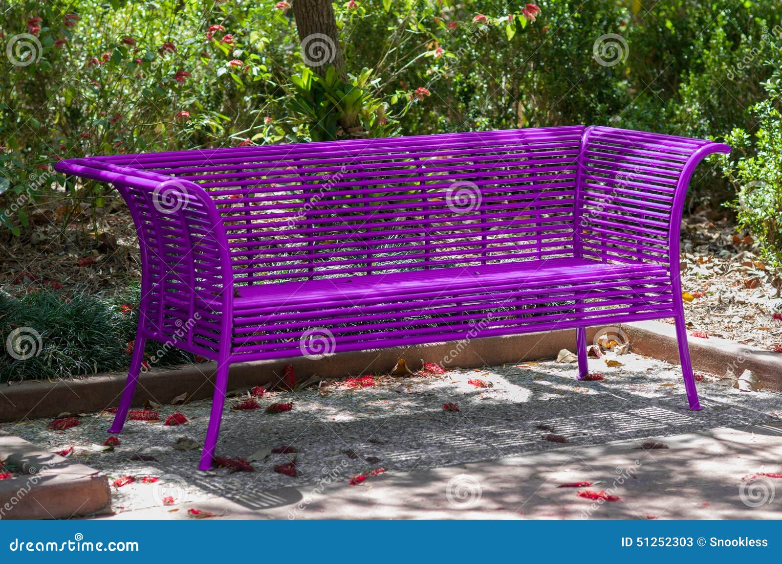 Purple park Bench stock image. Image of outdoor, empty ...