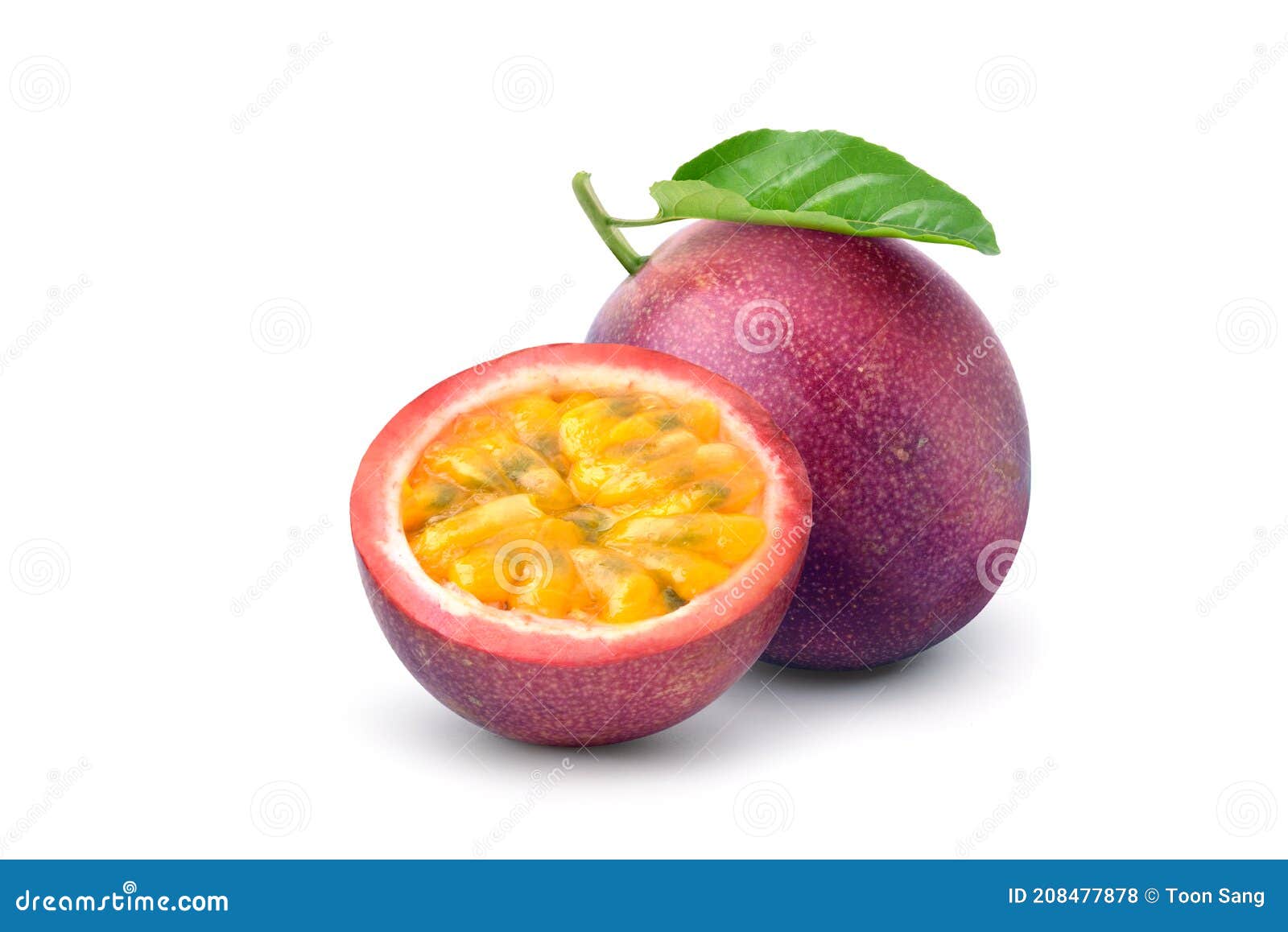 purple passion fruit with cut in half