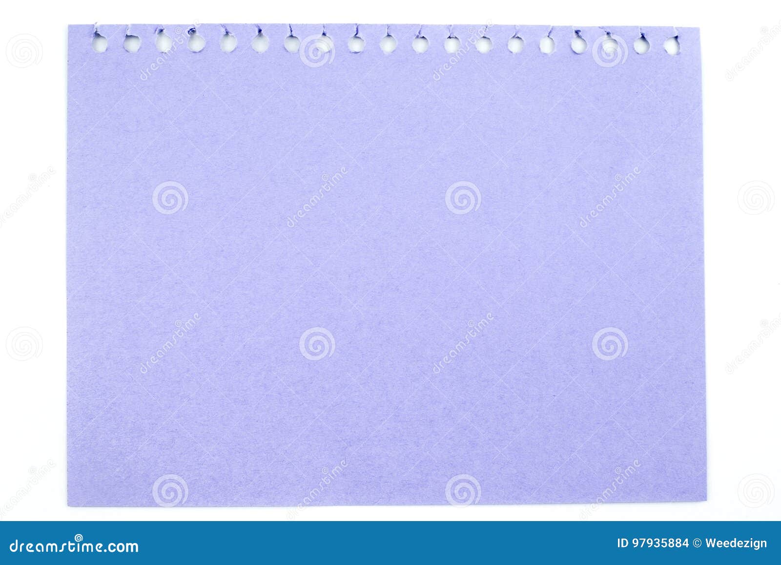 Purple Pastel Note Paper Top View Isolated on White Background, Stock