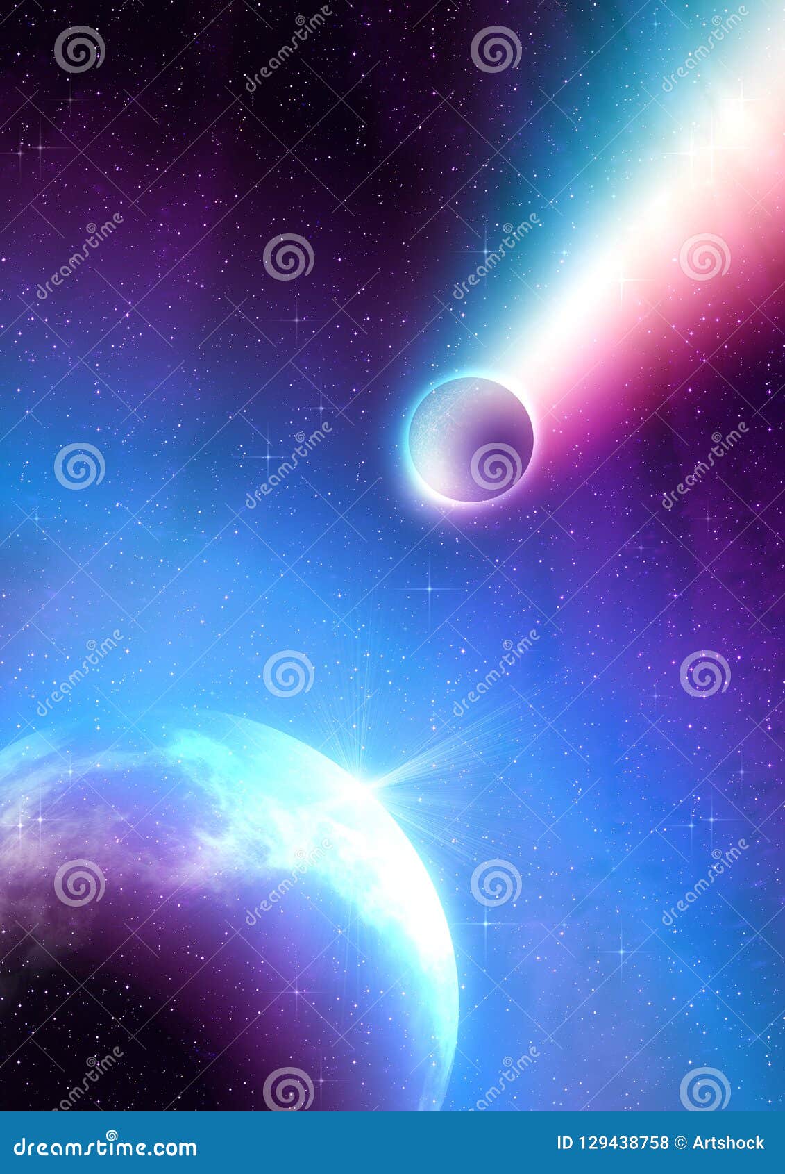 Purple Planet In The Space Stock Illustration Illustration Of Black 129438758