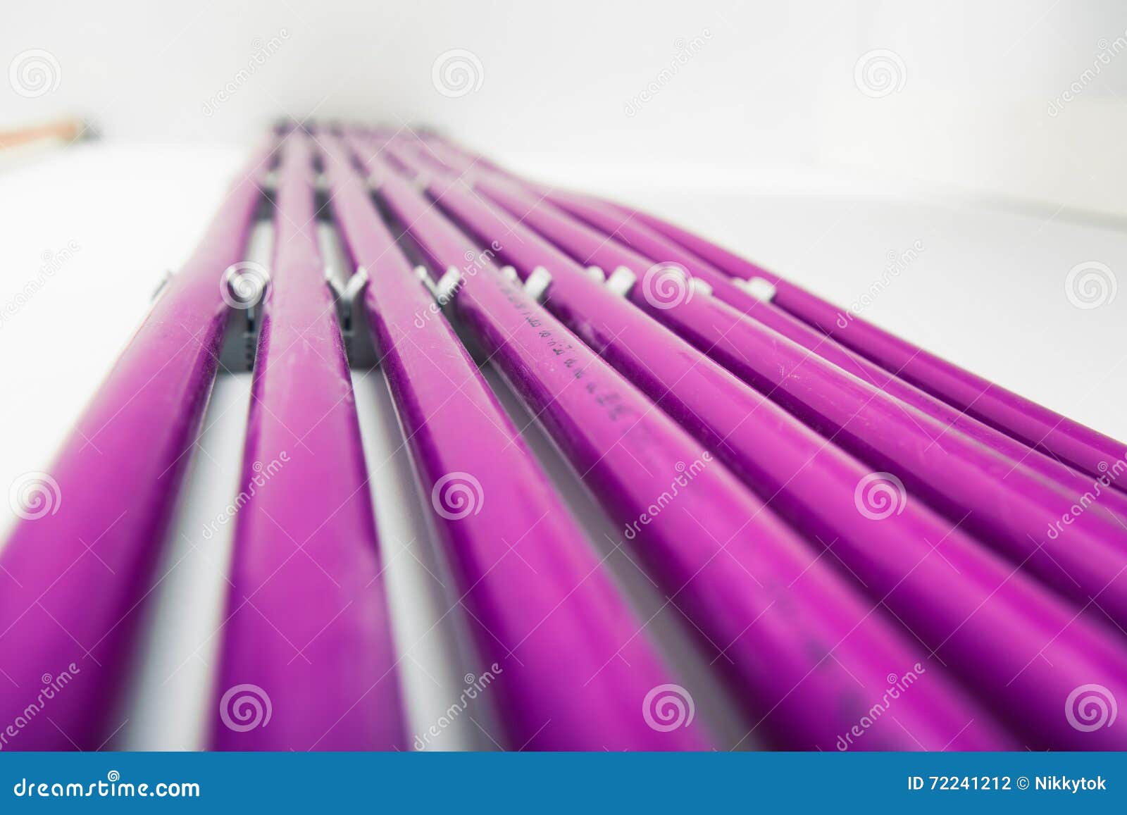 Purple Plastic Pipes of Underfloor Heating System Stock Photo Image