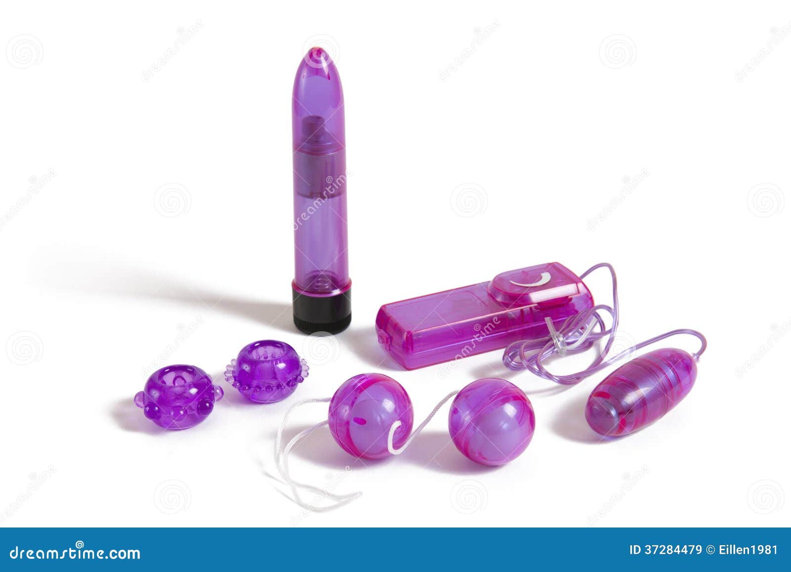 Purple Plastic Sex Toy Set On White Stock Image Image Of Adult
