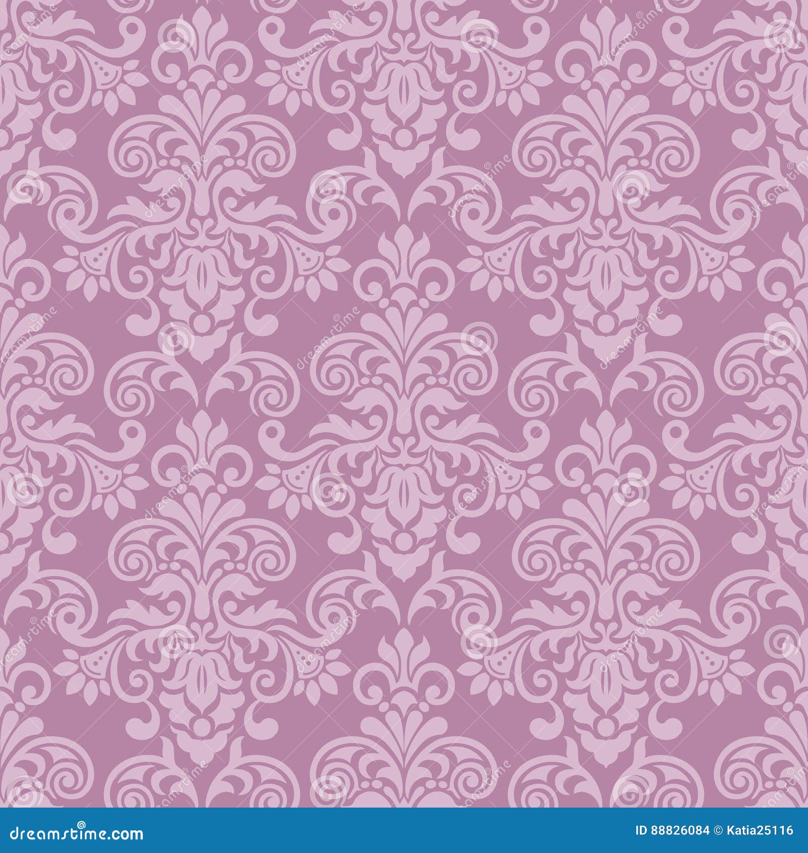 Purple Seamless Damask Pattern Stock Vector Illustration of pattern
