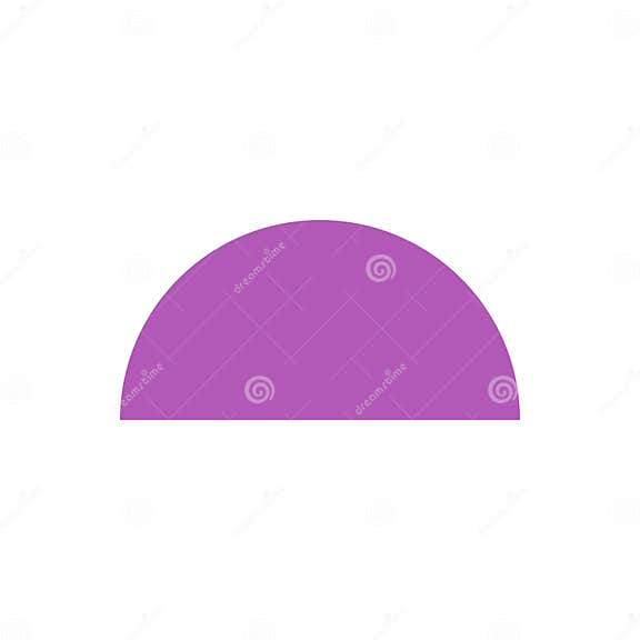 Purple Semicircle Basic 2d Shapes Isolated, Geometric Semicircle Icon