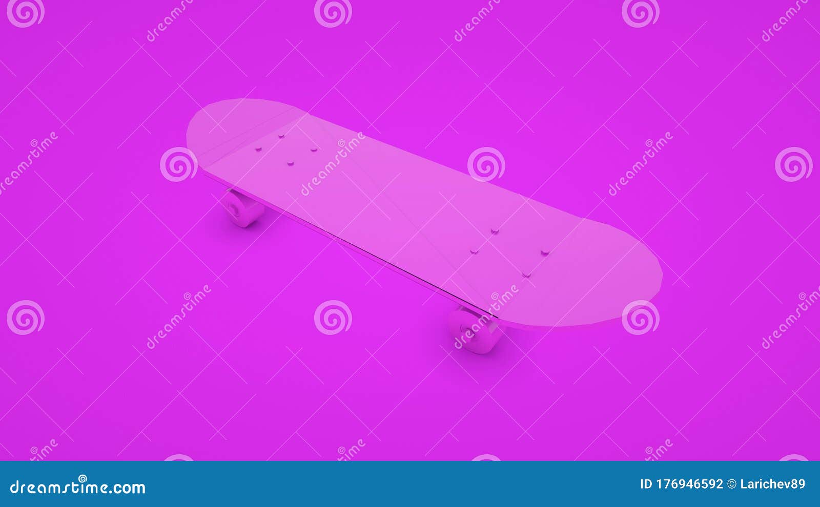 Purple Skateboard Isolated on Purple Background. 3d Rendering Stock Illustration Illustration
