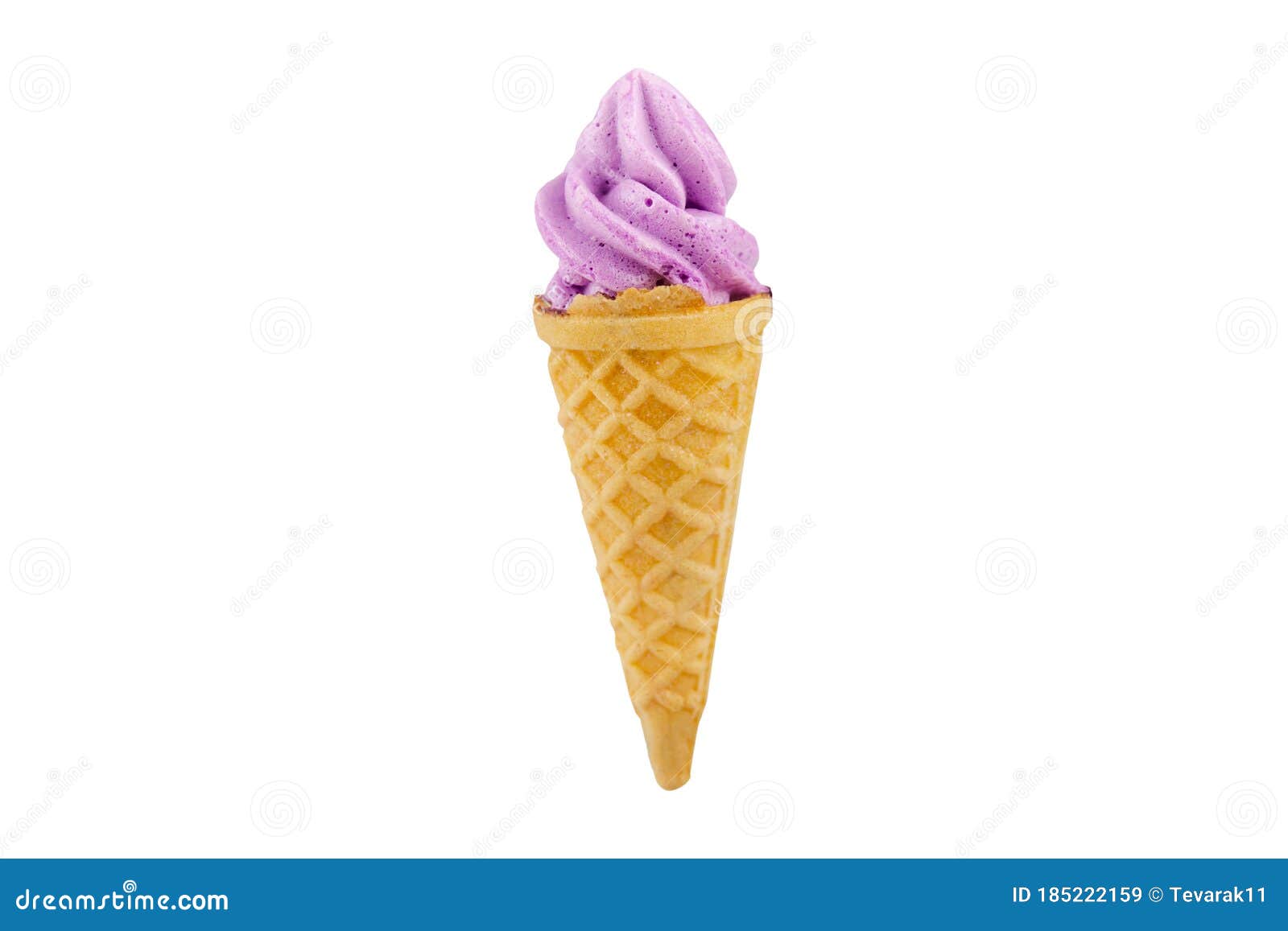 Purple Soft Serve Ice Cream Isolated on White Background with Clipping