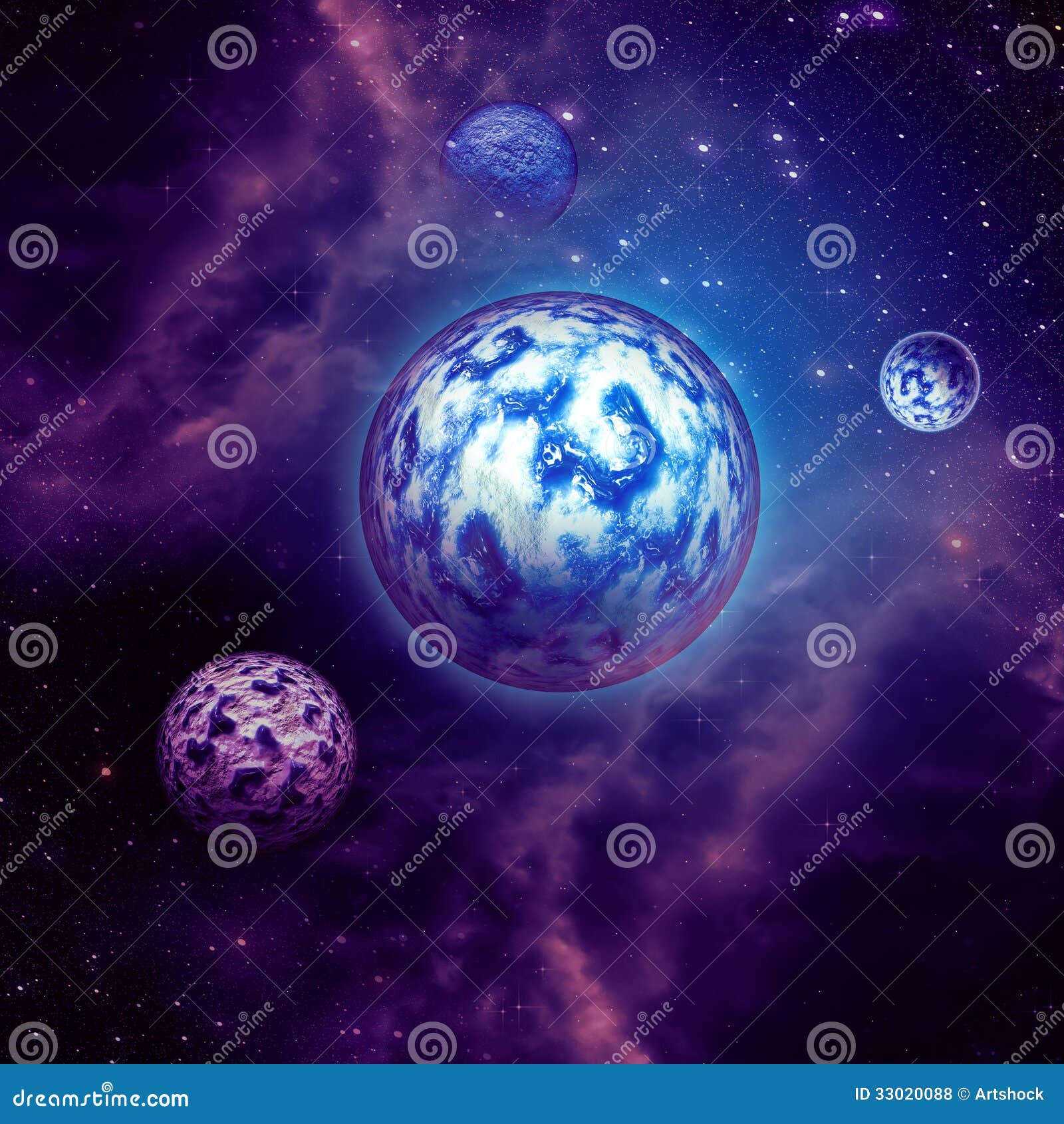 Purple Space Clouds And Planets Stock Illustration Illustration Of Glow Cloud 33020088