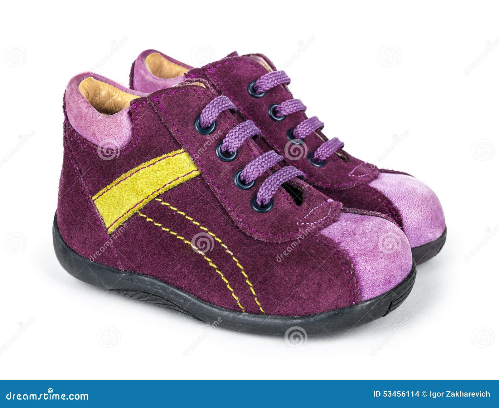 Purple Suede Baby Shoes with Laces Stock Photo - Image of shine ...