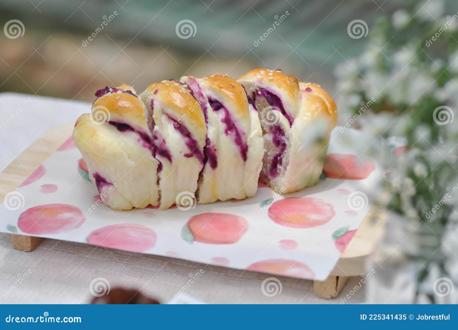 Purple Sweet Potato Bread or Bun ,bread or Sweet Potato Bread Stock